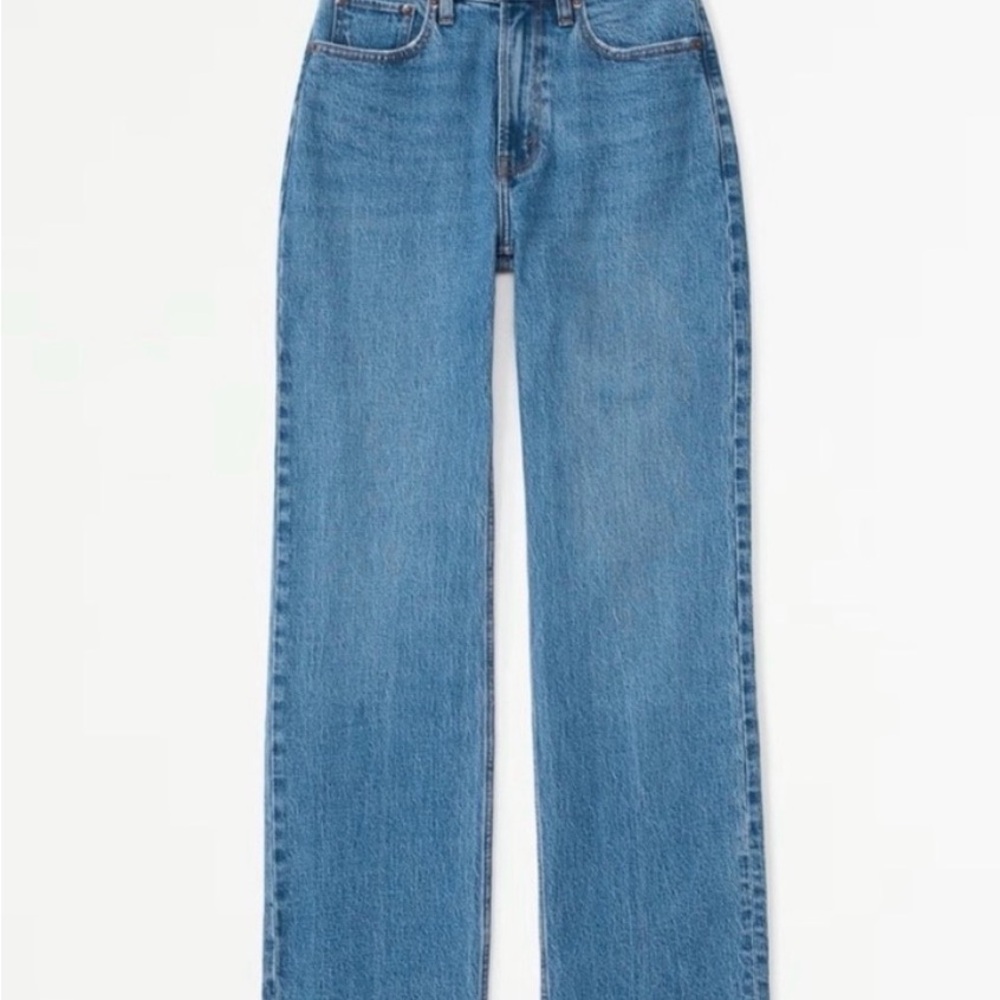 Abercrombie & Fitch 90s Relaxed Jean High Rise Medium Wash Ram Hem